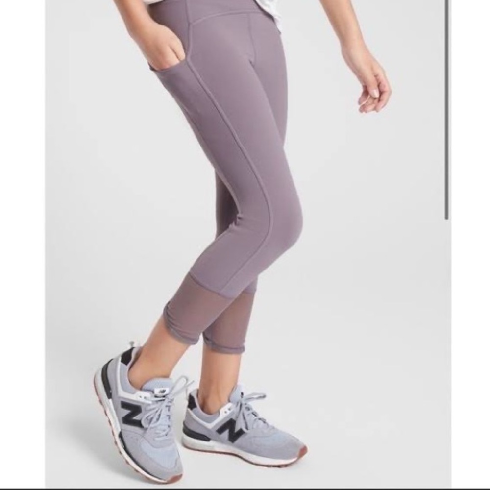 Athleta Mauve Purple Kids Cropped Leggings with Mesh Insets